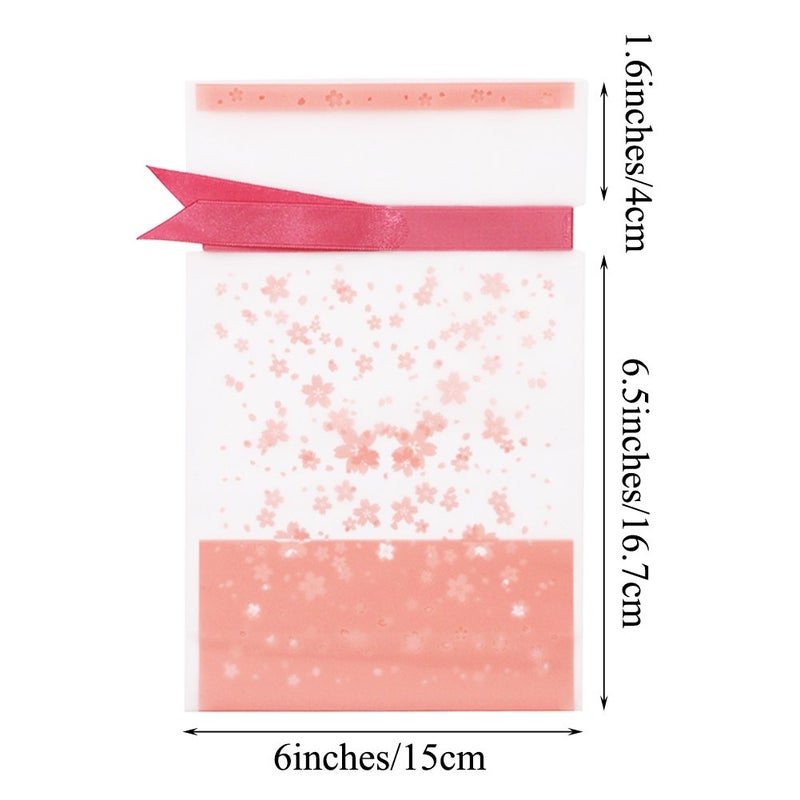 SumDirect Pink Plastic Drawstring Gift Bags - 50 Pcs 6x9 Inch Goodie Bags Cherry Blossom Party Favor Treat Bags Food Storage Bags Gift Wrapping Package - Image 2